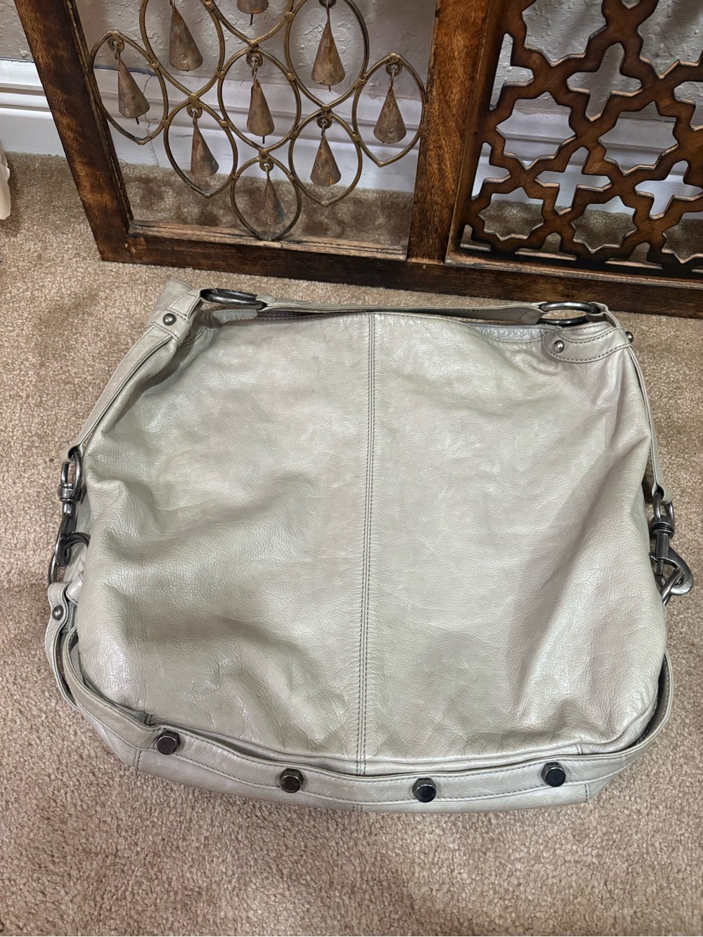 Rebecca Minkoff Light Gray Leather Hobo Shoulder Bag